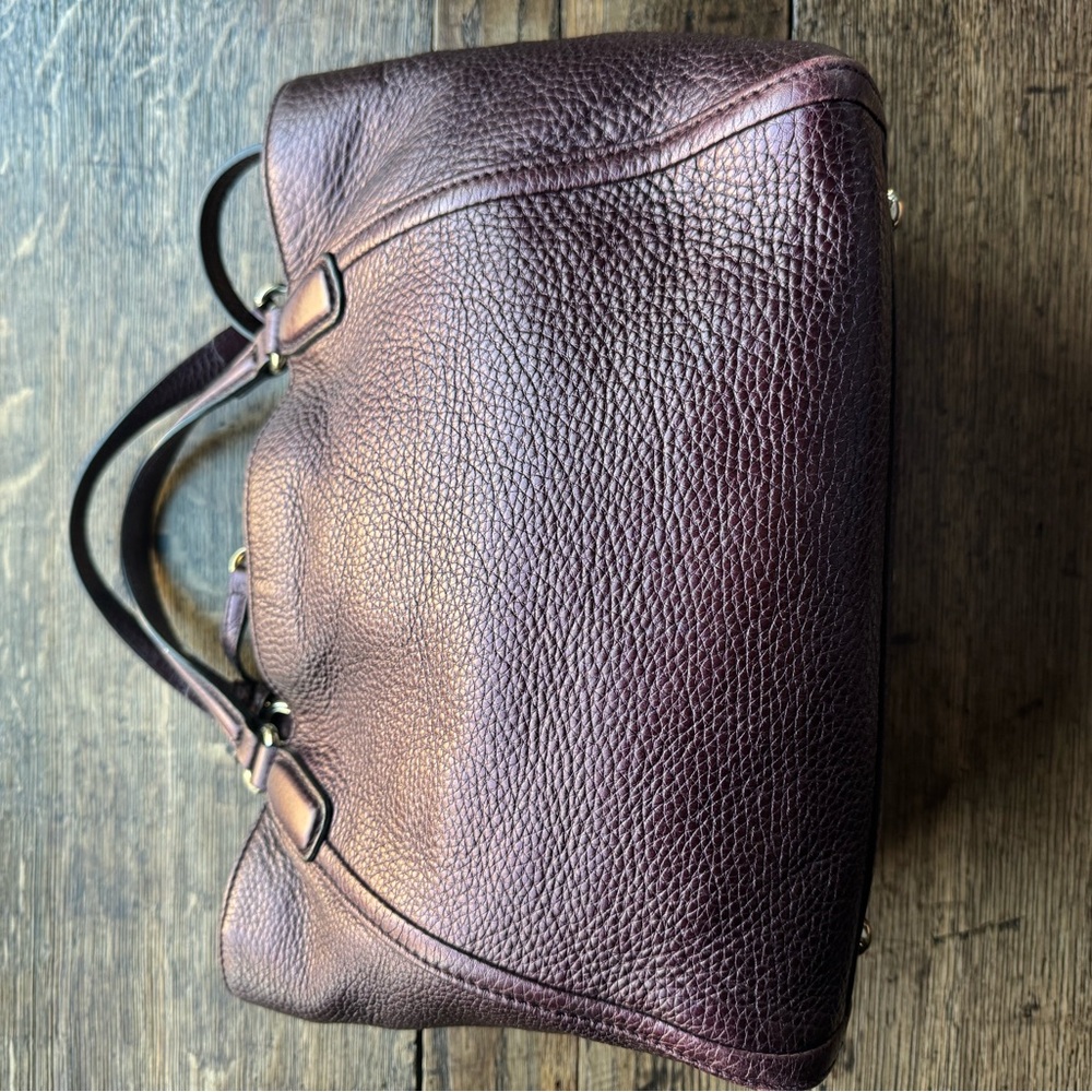 Gucci Pebbled Leather Satchel in Deep Burgundy with Tassel - Picture 2 of 12